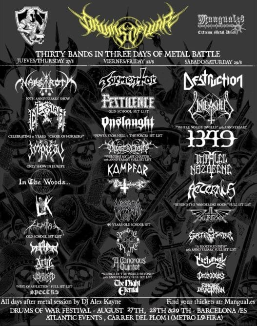 Drums of War Festival reparto por dias