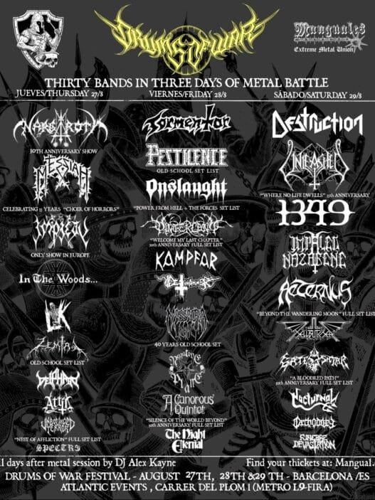 Drums of War Festival reparto por dias