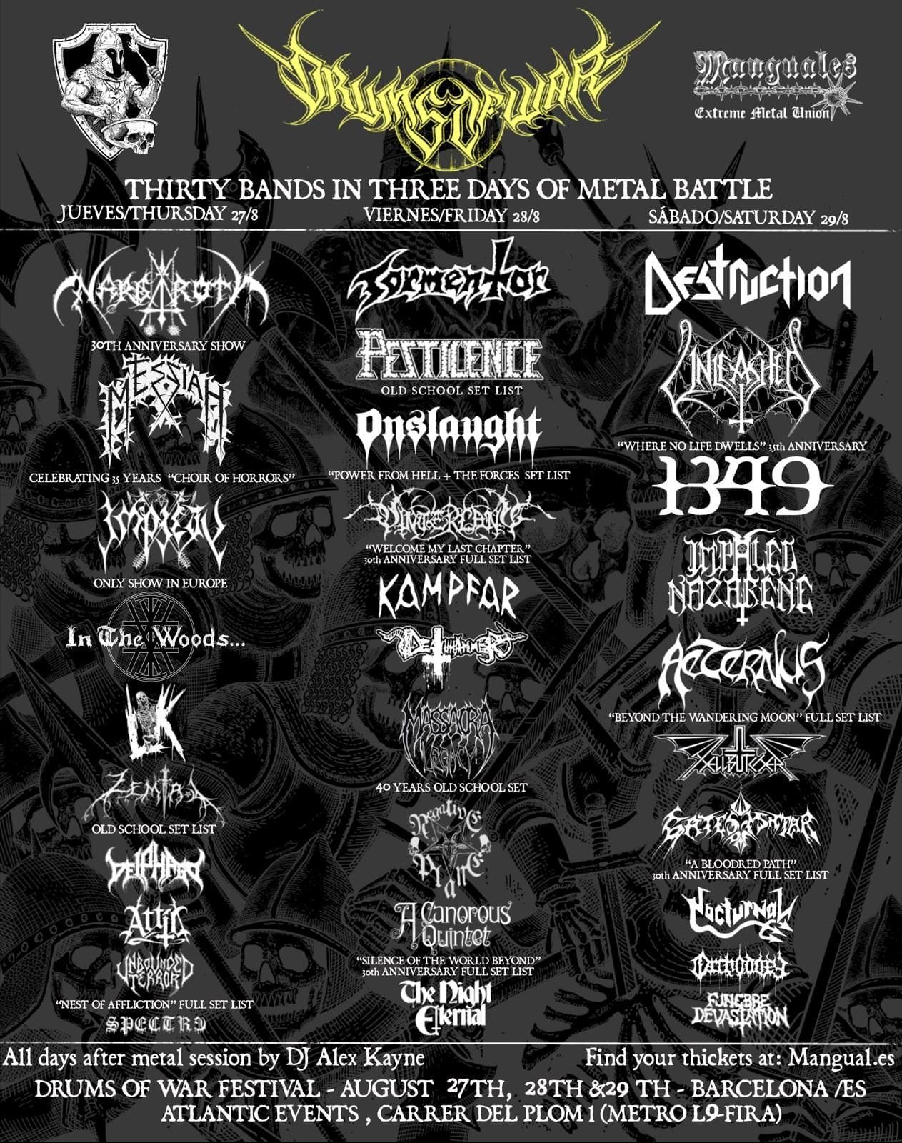 Drums of War Festival reparto por dias