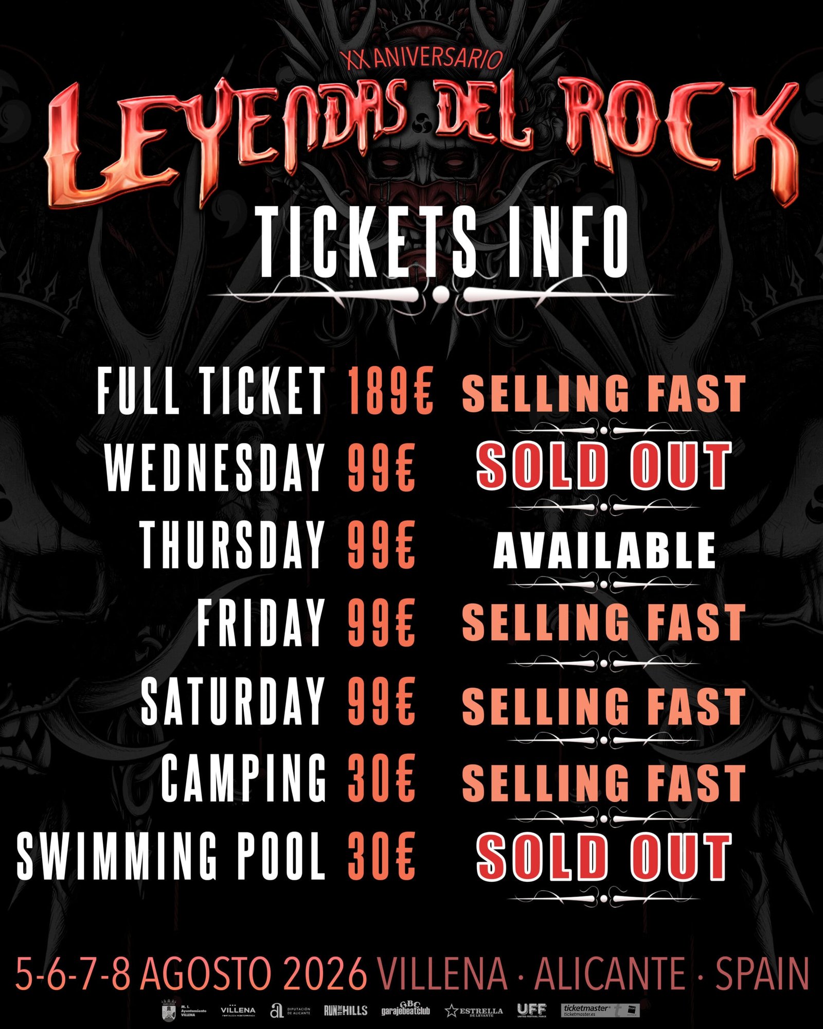 Leyendas del Rock venta de entradas