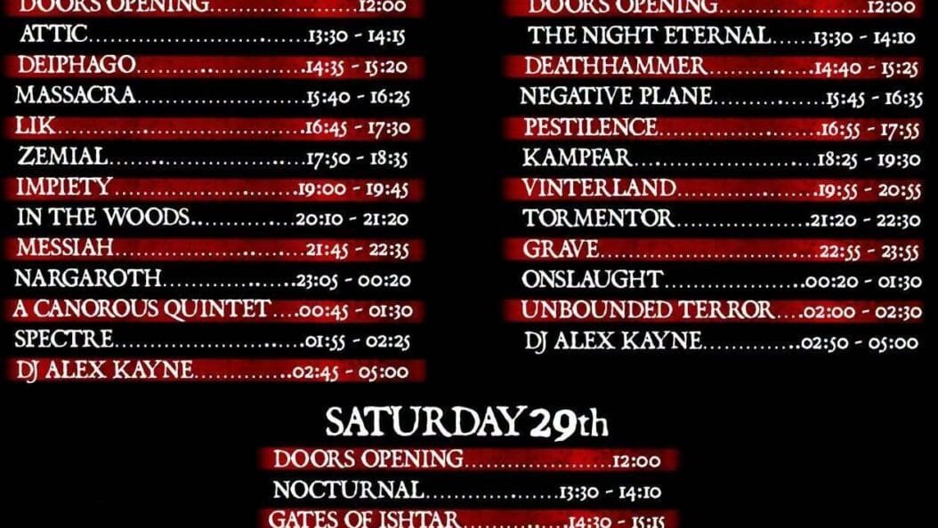 DRUMS OF WAR 2026 horarios