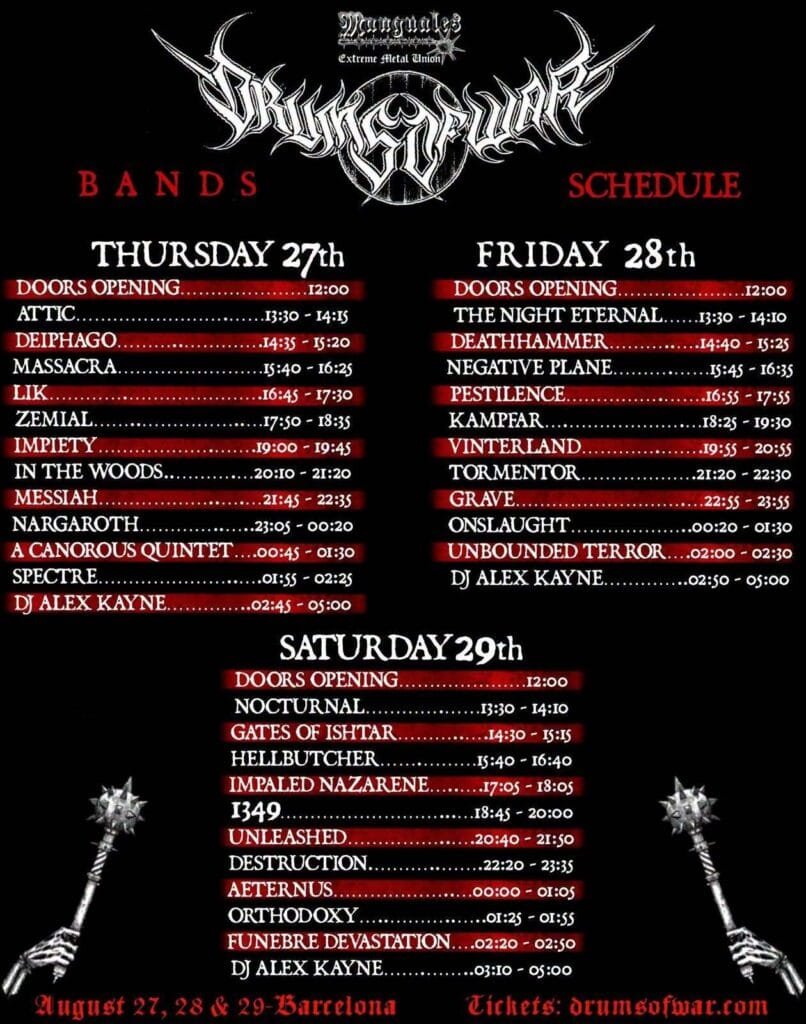 DRUMS OF WAR 2026 horarios DRUMS OF WAR 2026 horarios